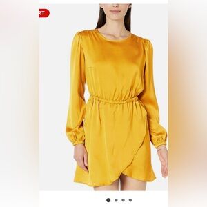 Michael Kors Satin Long Sleeve Marigold Flounce Dress size medium